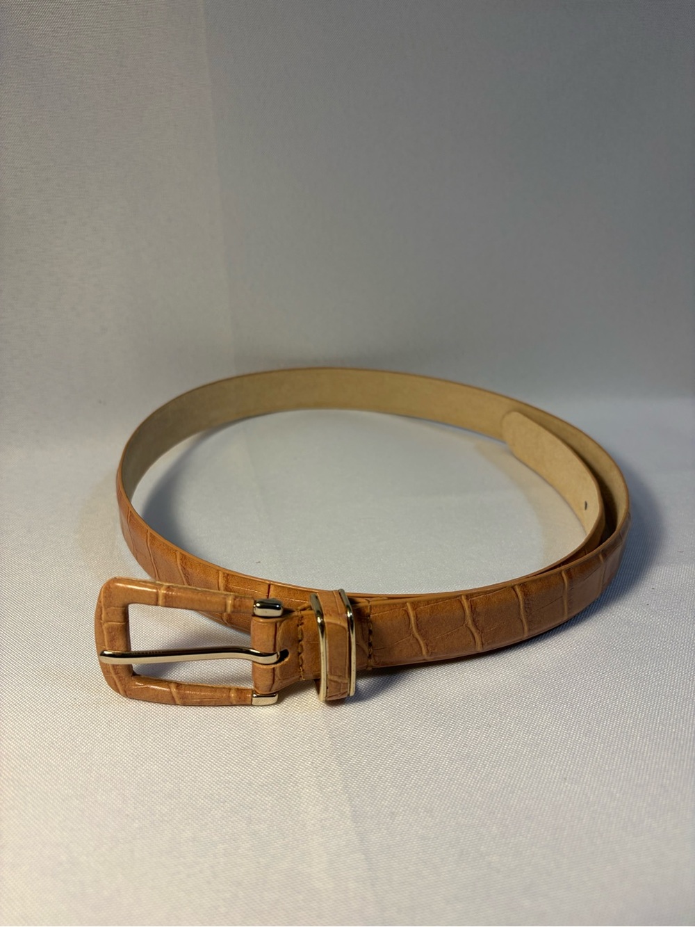 Croc-Embossed Leather Women's Belt